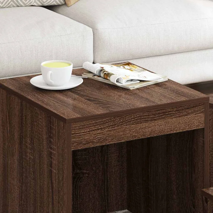 Tables gigognes 3 pcs Chêne marron Bois d'ingénierie - 3