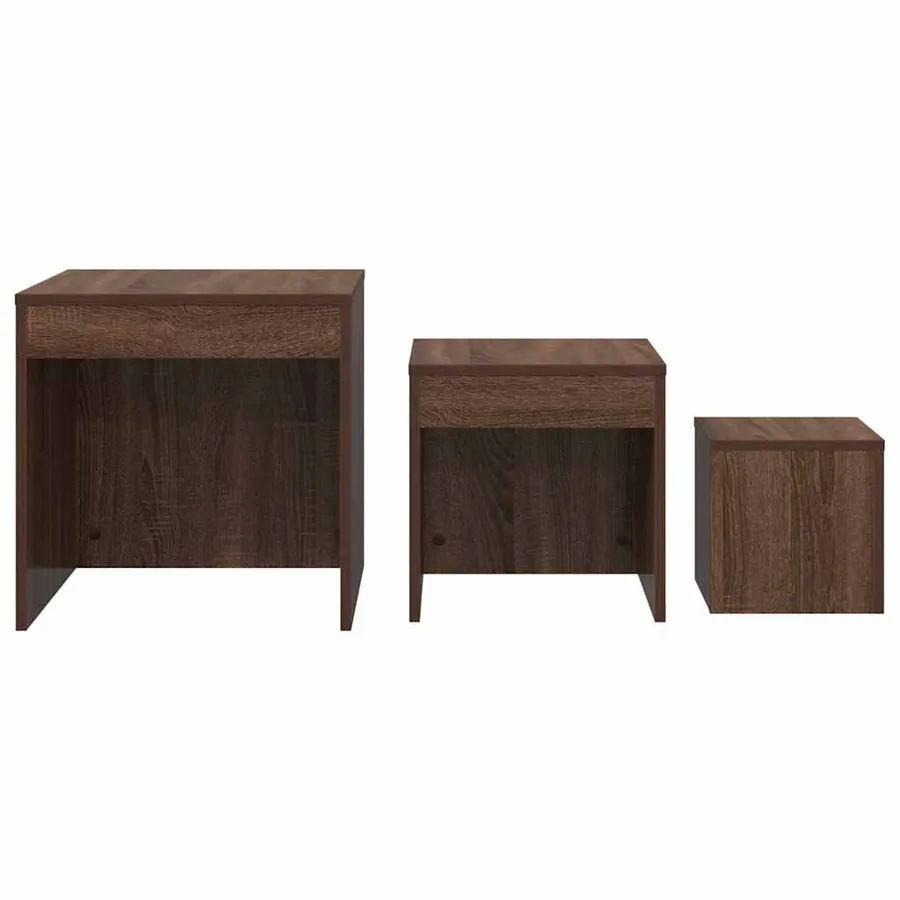Tables gigognes 3 pcs Chêne marron Bois d'ingénierie - 5