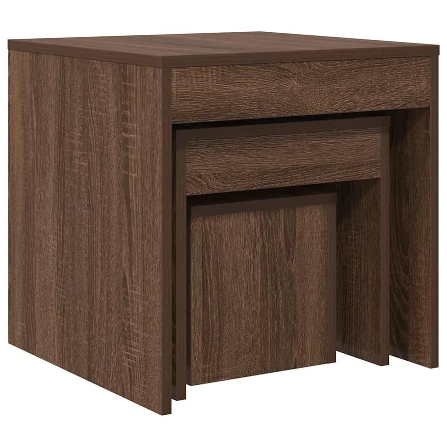 Tables gigognes 3 pcs Chêne marron Bois d'ingénierie - 6