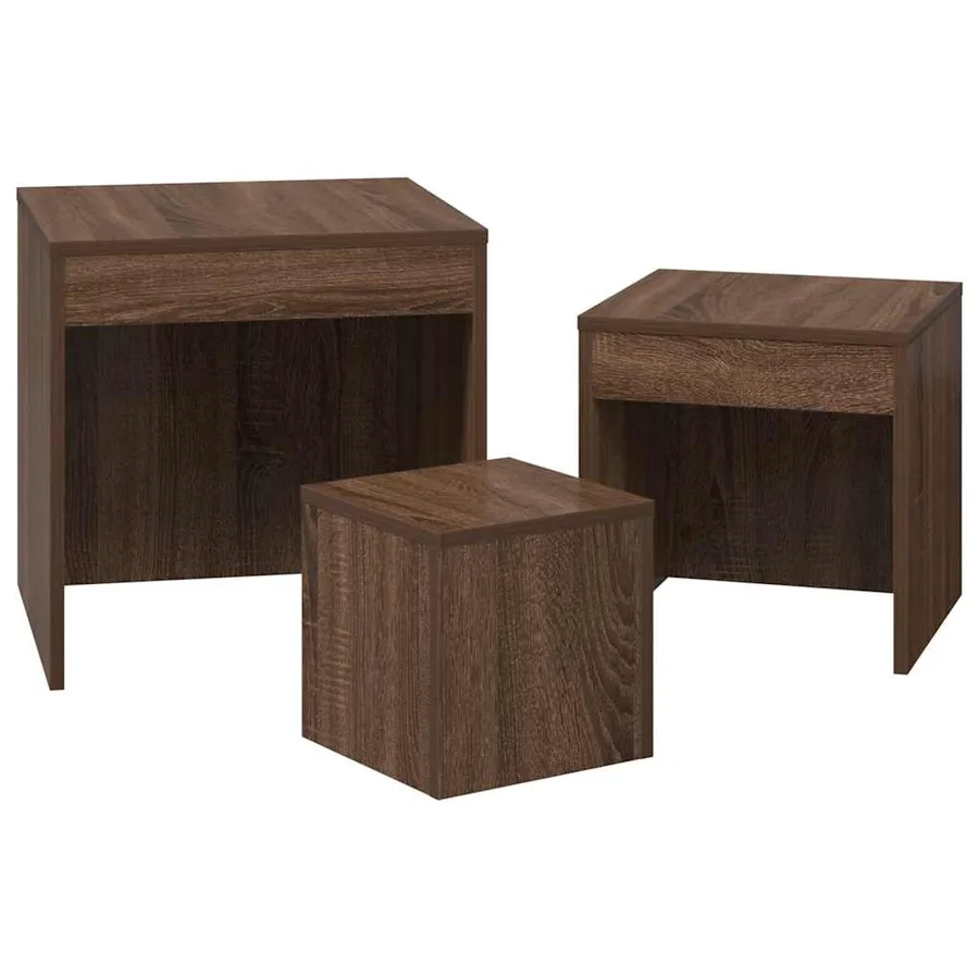 Tables gigognes 3 pcs Chêne marron Bois d'ingénierie - 7
