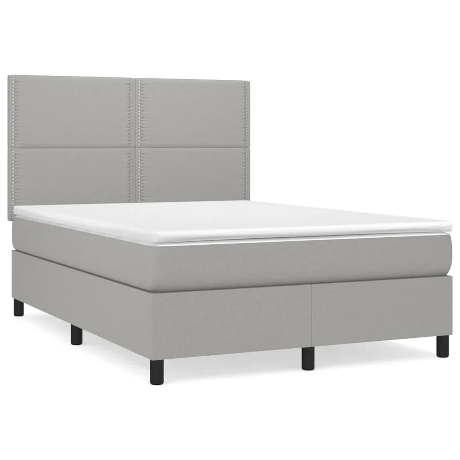 Sommier à lattes de lit avec matelas Gris clair 140x190cm Tissu - 2