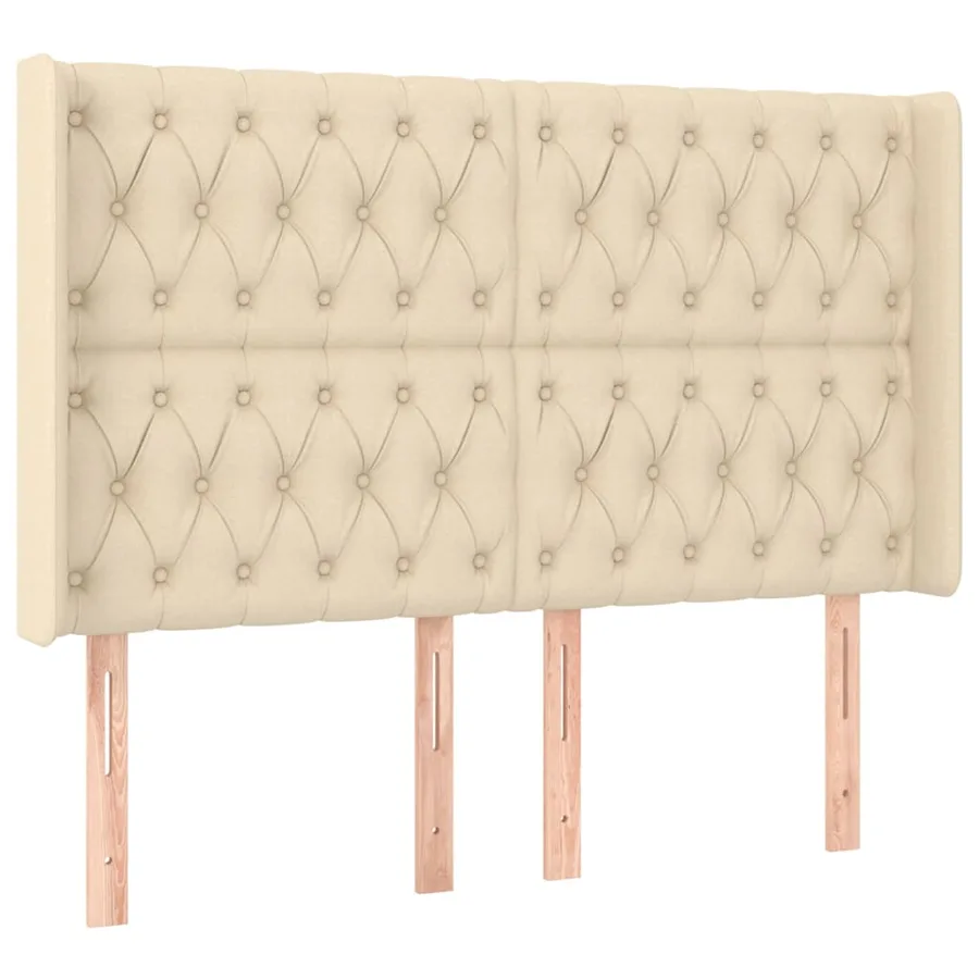 Sommier à lattes de lit matelas et LED Crème 140x200 cm Tissu - 7