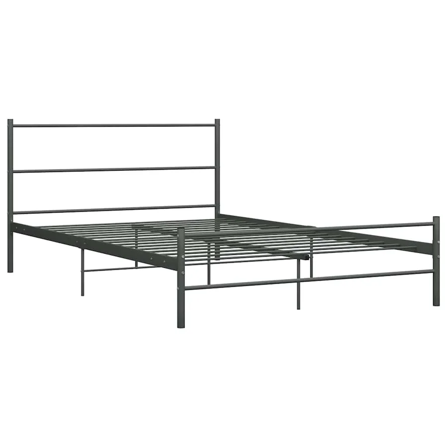 Cadre de lit avec tête de lit sans matelas gris 160x200cm métal - 2