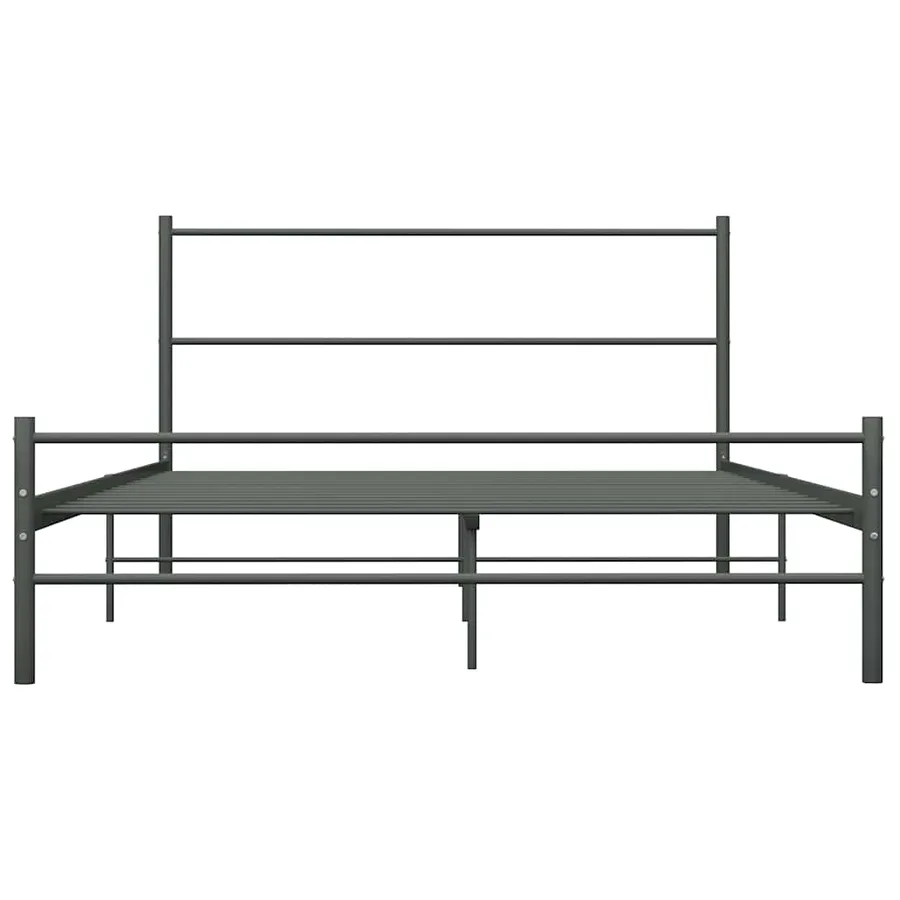 Cadre de lit avec tête de lit sans matelas gris 160x200cm métal - 3