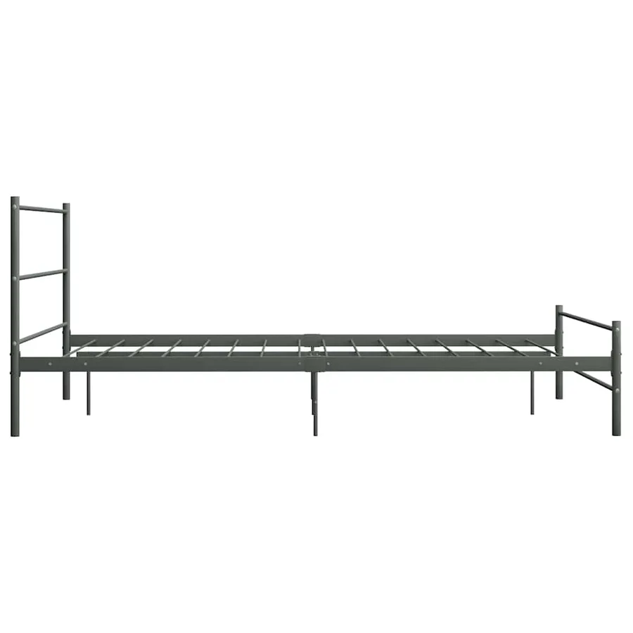 Cadre de lit avec tête de lit sans matelas gris 160x200cm métal - 4