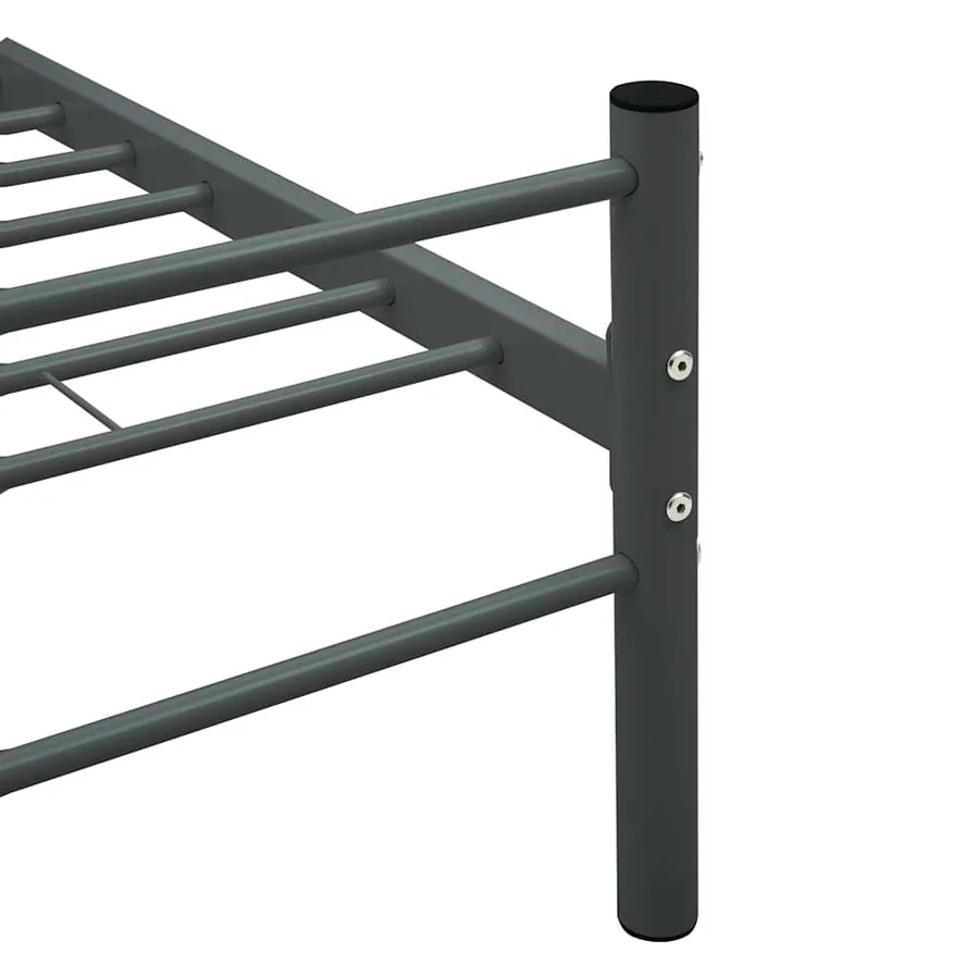 Cadre de lit avec tête de lit sans matelas gris 160x200cm métal - 6