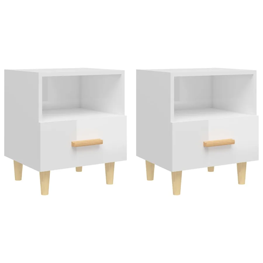 Tables de chevet 2 pcs blanc brillant 40x35x47 cm - 2