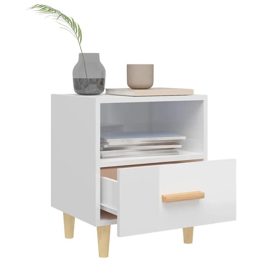 Tables de chevet 2 pcs blanc brillant 40x35x47 cm - 3