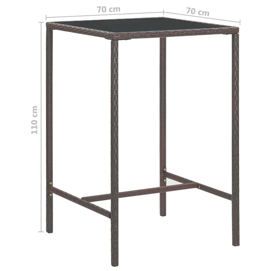Meubles de bar de jardin 3pcs et coussins Résine tressée Marron - 10