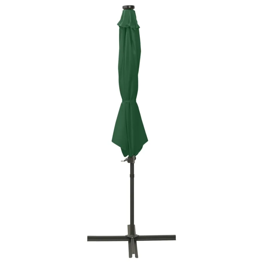 Parasol de jardin en porte-à-faux et mât et lumières LED vert - 2