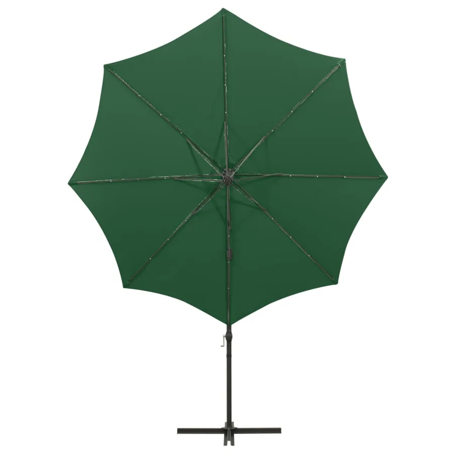 Parasol de jardin en porte-à-faux et mât et lumières LED vert - 6