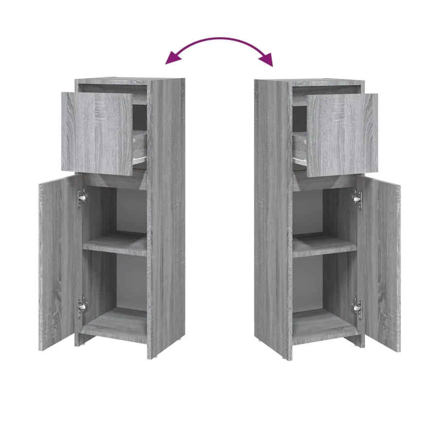 Armoire de bain Sonoma gris 30x30x95 cm Bois d'ingénierie - 6