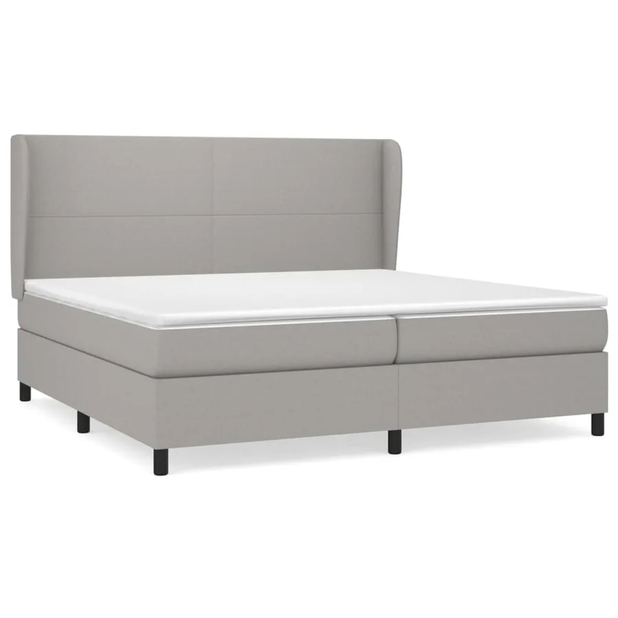 Sommier à lattes de lit avec matelas Gris clair 200x200cm Tissu - 2