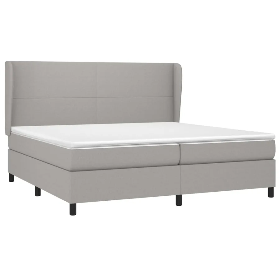 Sommier à lattes de lit avec matelas Gris clair 200x200cm Tissu - 3