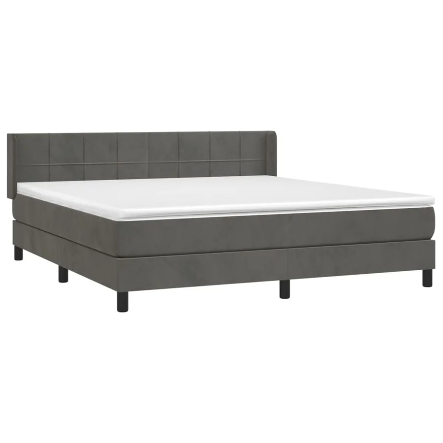 Sommier à lattes de lit et matelas Gris foncé 160x200cm Velours - 3