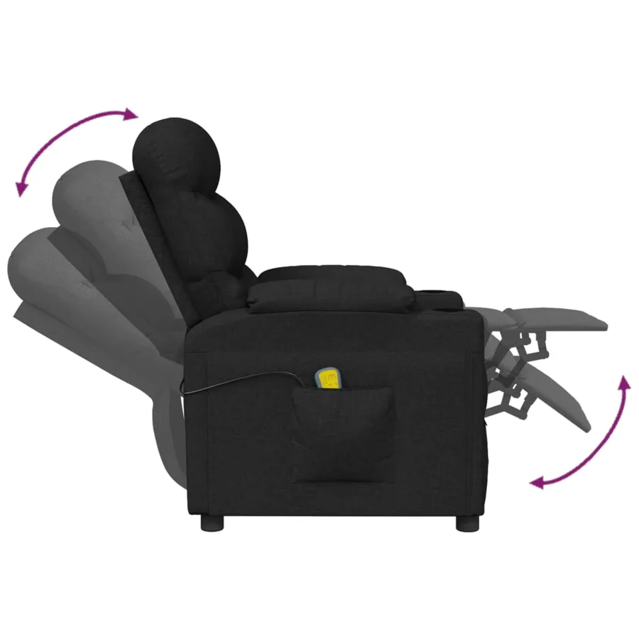 Fauteuil de massage Noir Tissu - 6