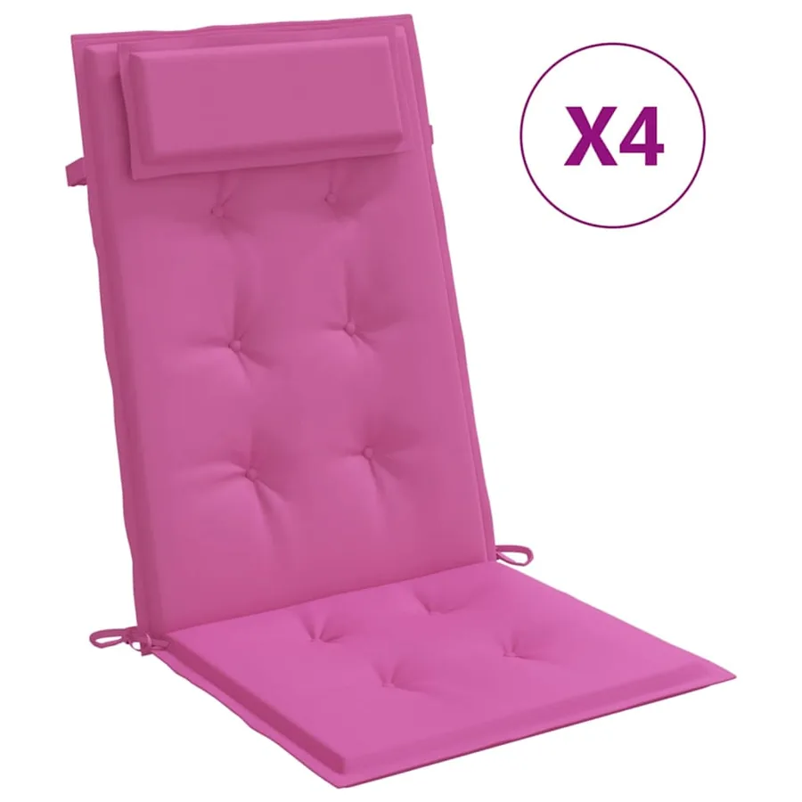 Coussins de chaise à dossier haut lot de 4 rose tissu oxford - 2