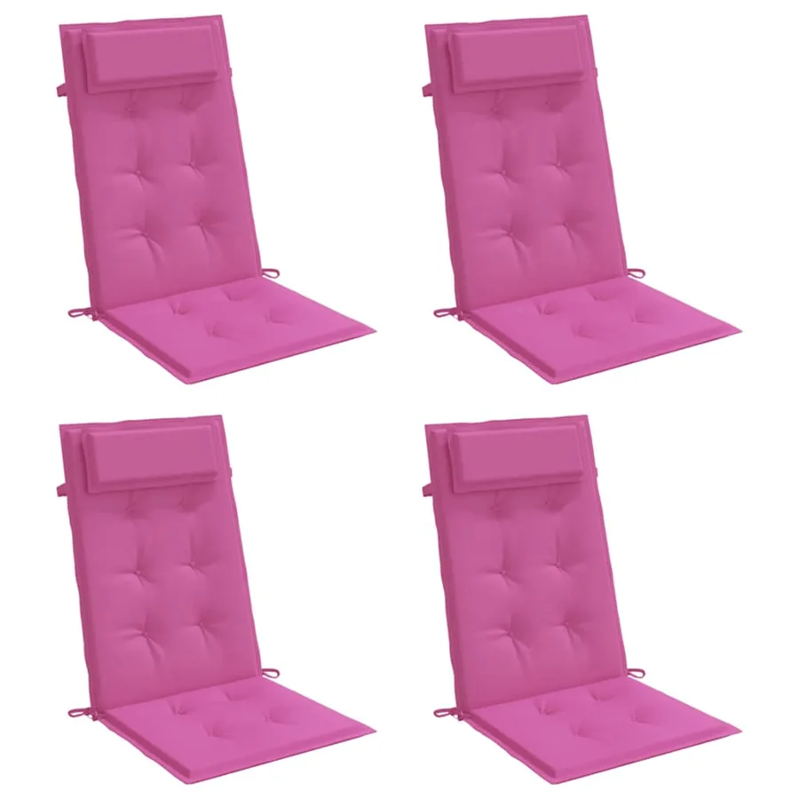 Coussins de chaise à dossier haut lot de 4 rose tissu oxford - 3