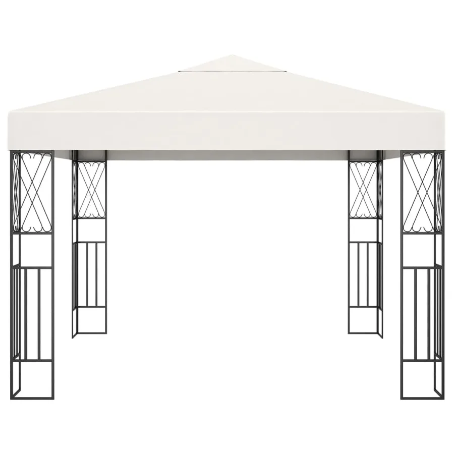 Tonnelle avec guirlande lumineuse à LED 3x3 m Crème Tissu - 4