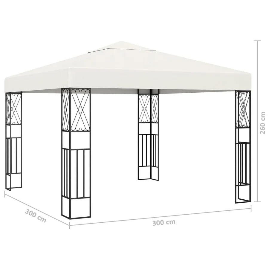 Tonnelle avec guirlande lumineuse à LED 3x3 m Crème Tissu - 9