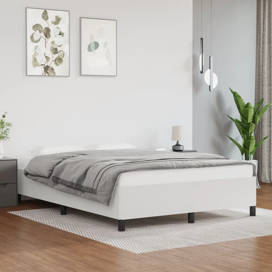 Cadre de lit sans matelas blanc 140x190 cm similicuir