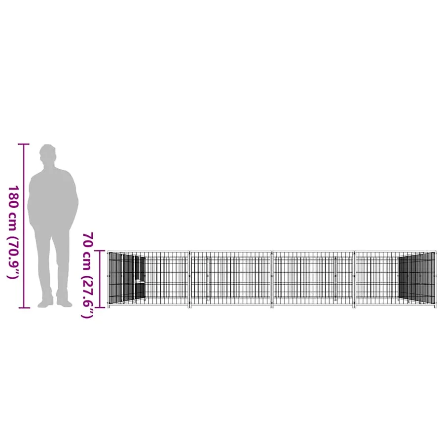 Chenil Noir 12 m² Acier - 8
