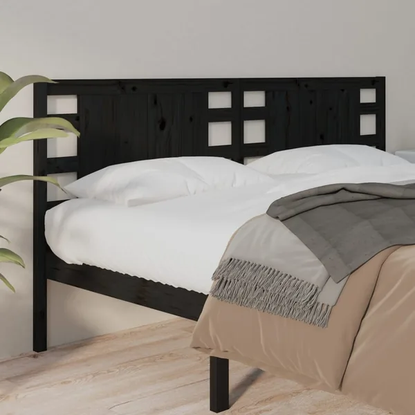Tête de lit Noir 126x4x100 cm Bois massif de pin