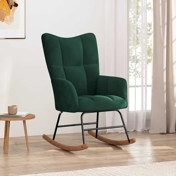 Chaise à bascule Vert foncé Velours