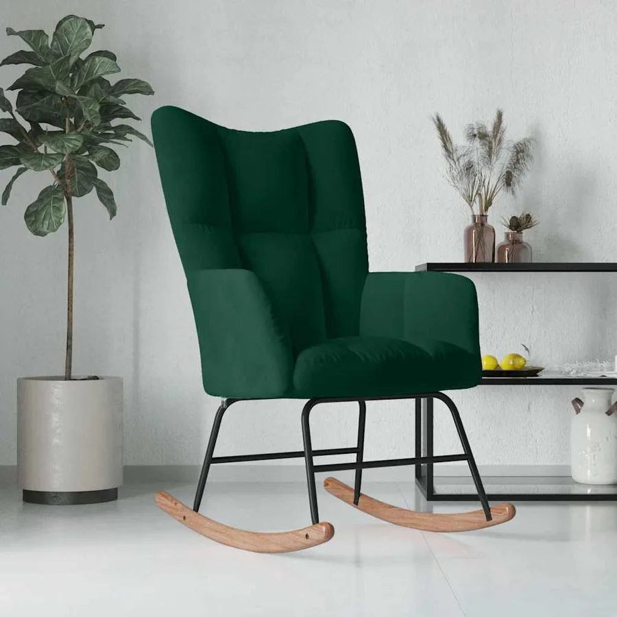 Chaise à bascule Vert foncé Velours - 3
