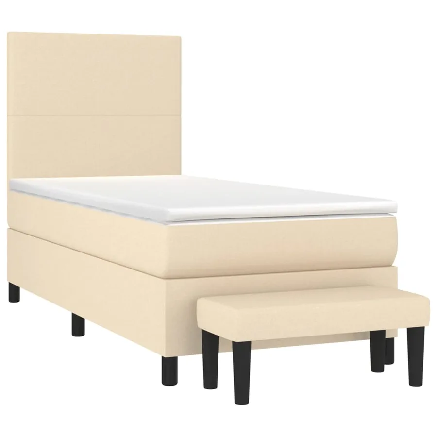 Sommier à lattes de lit avec matelas Crème 100x200 cm Tissu - 3