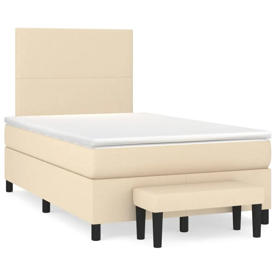 Sommier à lattes de lit avec matelas Crème 120x200 cm Tissu - 2
