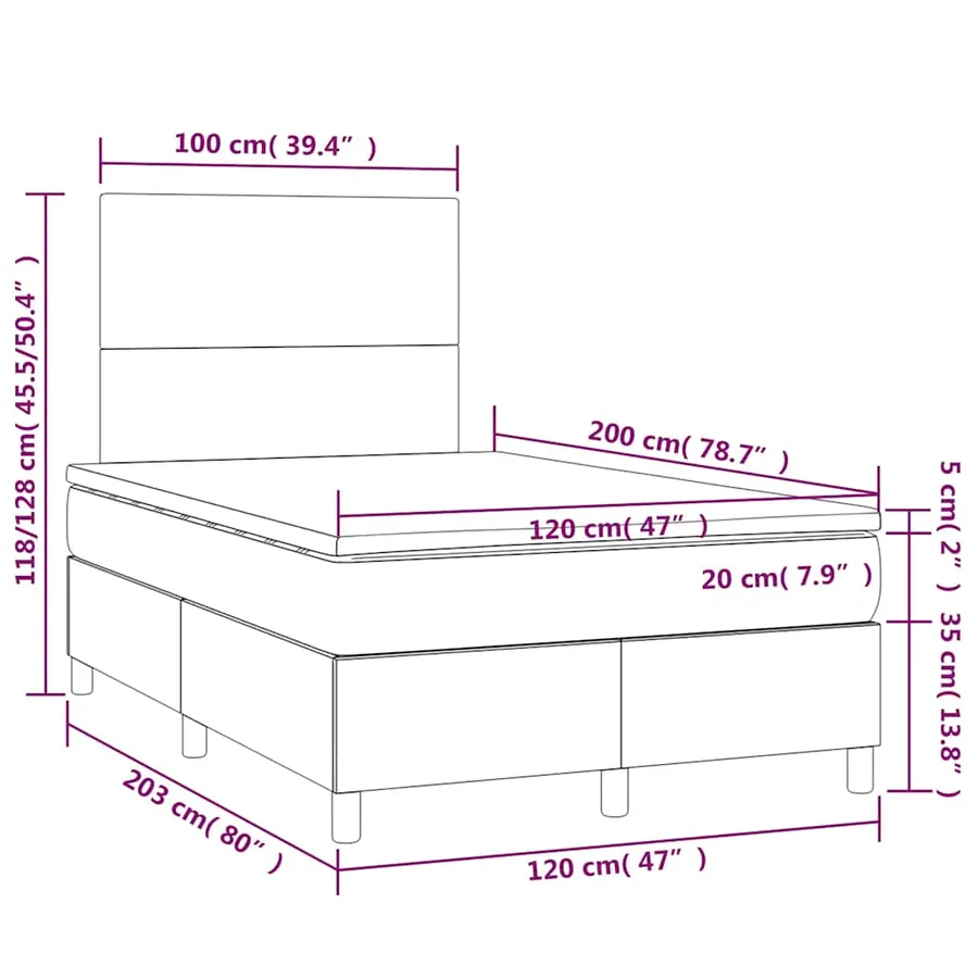 Sommier à lattes de lit et matelas Vert foncé 120x200cm Velours - 7
