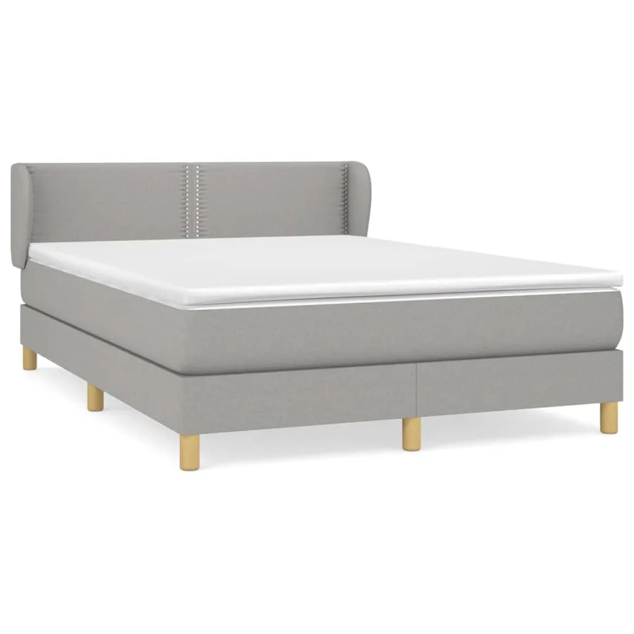 Sommier à lattes de lit avec matelas Gris clair 140x190cm Tissu - 2