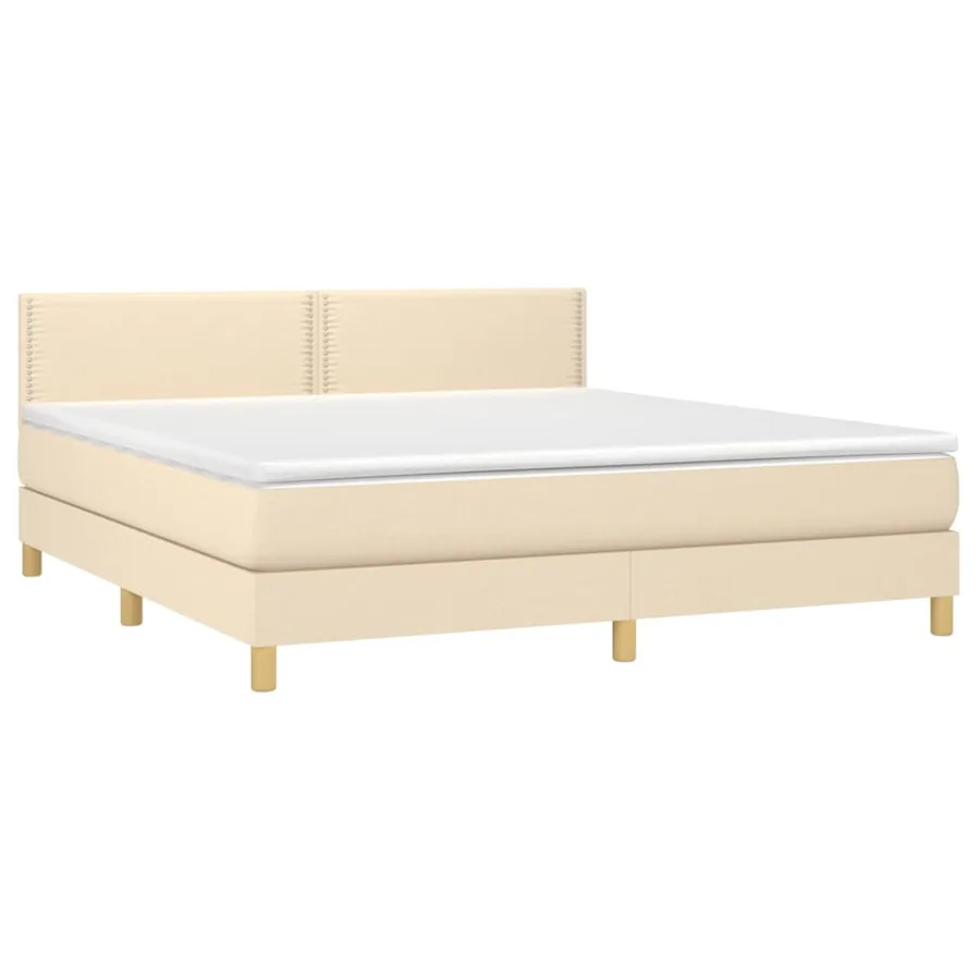 Sommier à lattes de lit avec matelas LED Crème 180x200 cm Tissu - 4
