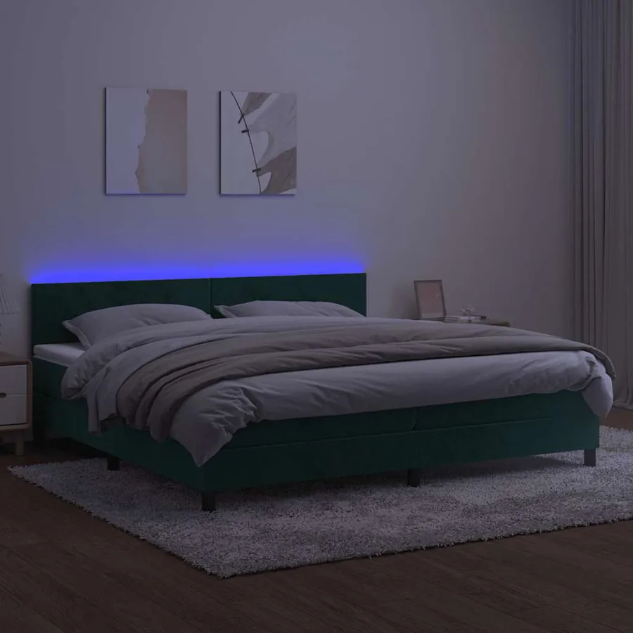 Sommier à lattes de lit avec matelas LED Vert foncé 200x200 cm - 3