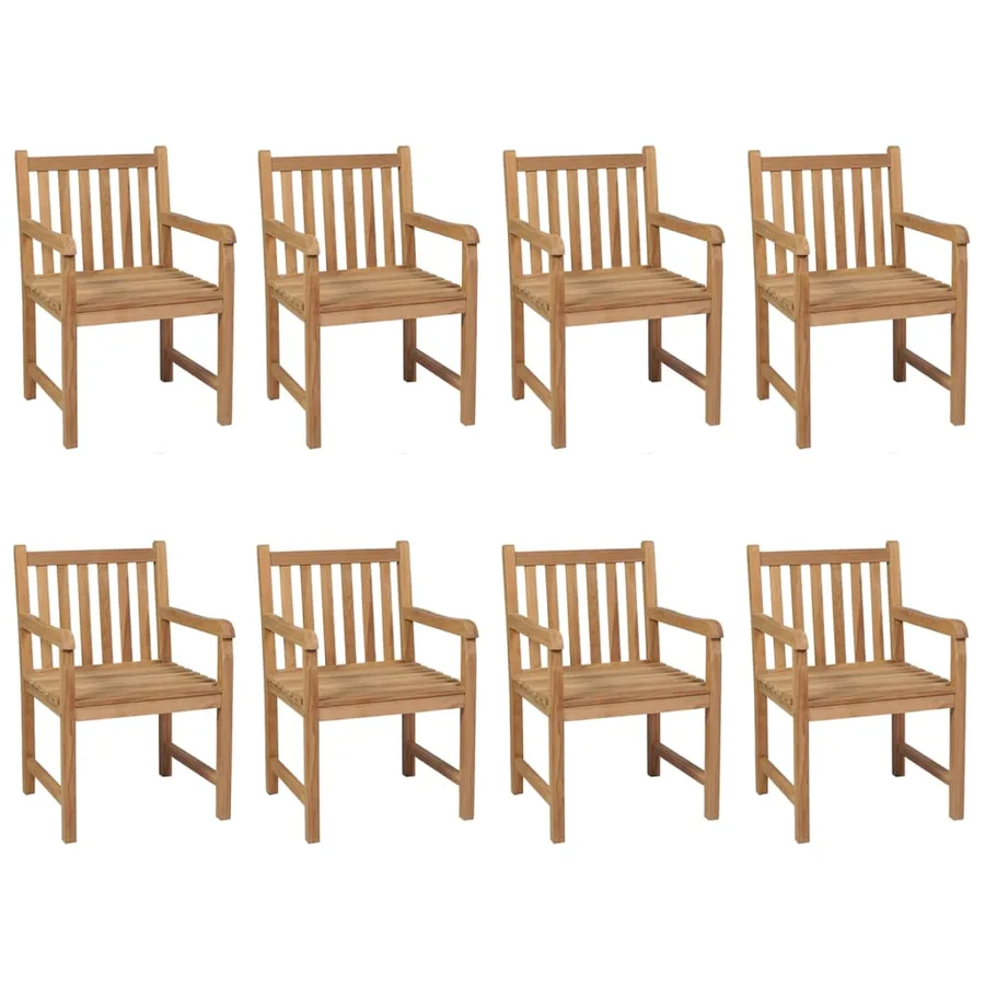 Chaises de jardin lot de 8 avec coussins bleu clair Teck solide - 2