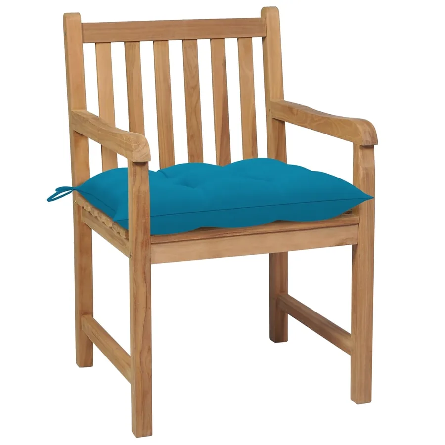 Chaises de jardin lot de 8 avec coussins bleu clair Teck solide - 3