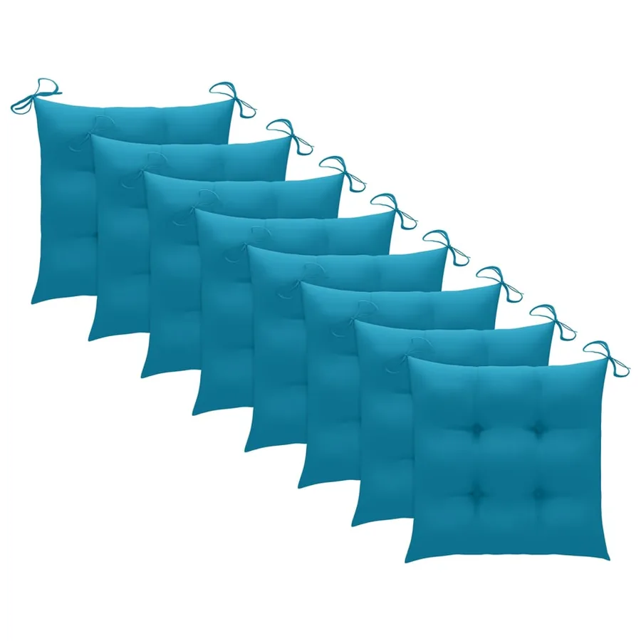 Chaises de jardin lot de 8 avec coussins bleu clair Teck solide - 7