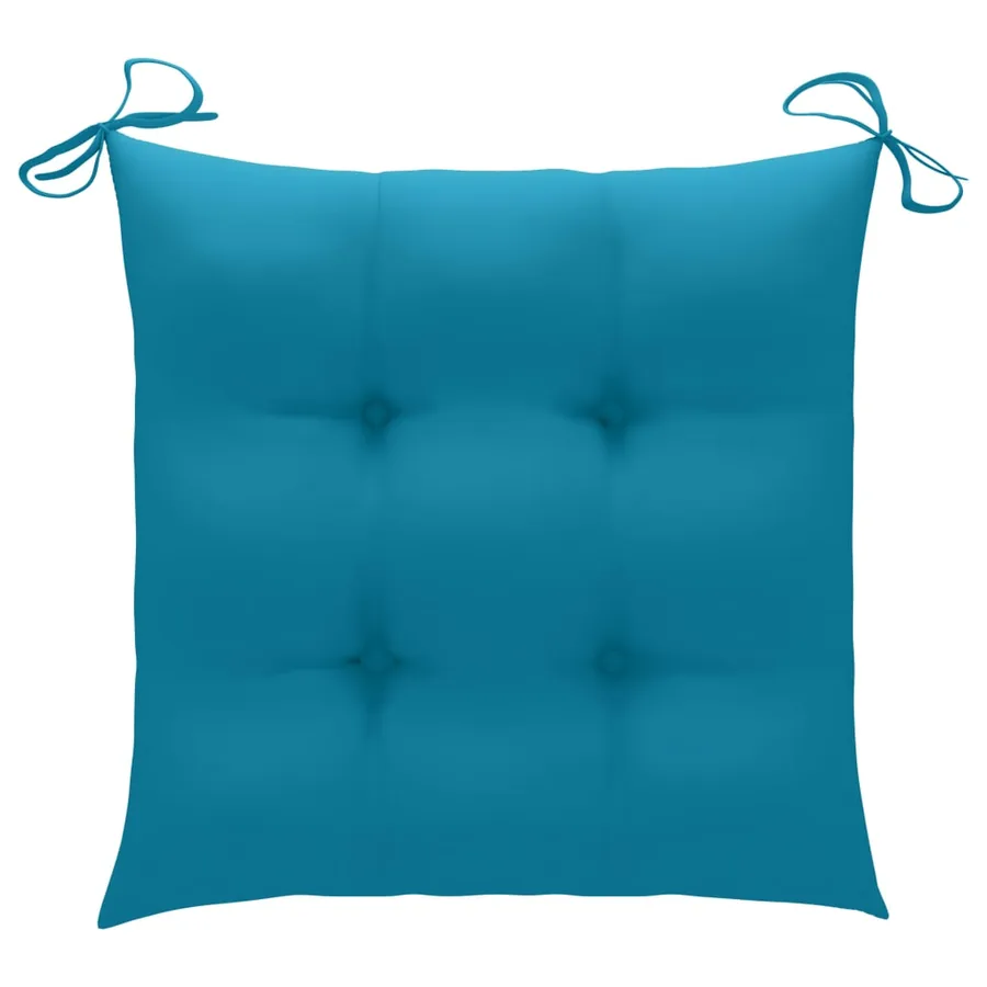 Chaises de jardin lot de 8 avec coussins bleu clair Teck solide - 9