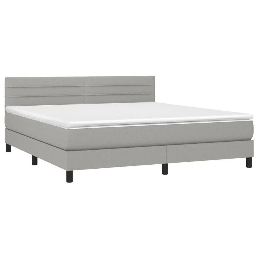 Sommier à lattes de lit matelas LED Gris clair 160x200 cm Tissu - 3