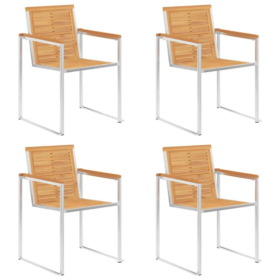Chaises de jardin lot de 4 avec coussins Bois de teck massif - 3