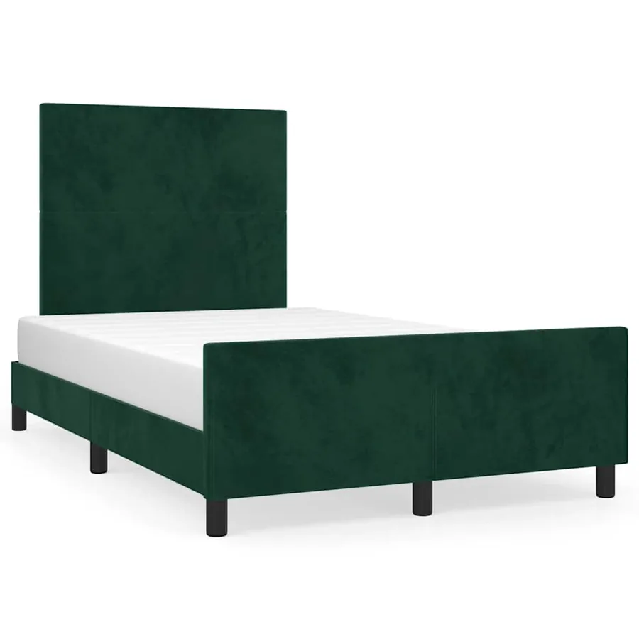 Cadre de lit sans matelas vert foncé 120x200 cm velours - 2