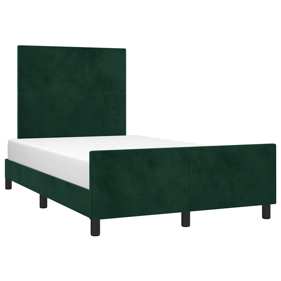 Cadre de lit sans matelas vert foncé 120x200 cm velours - 3