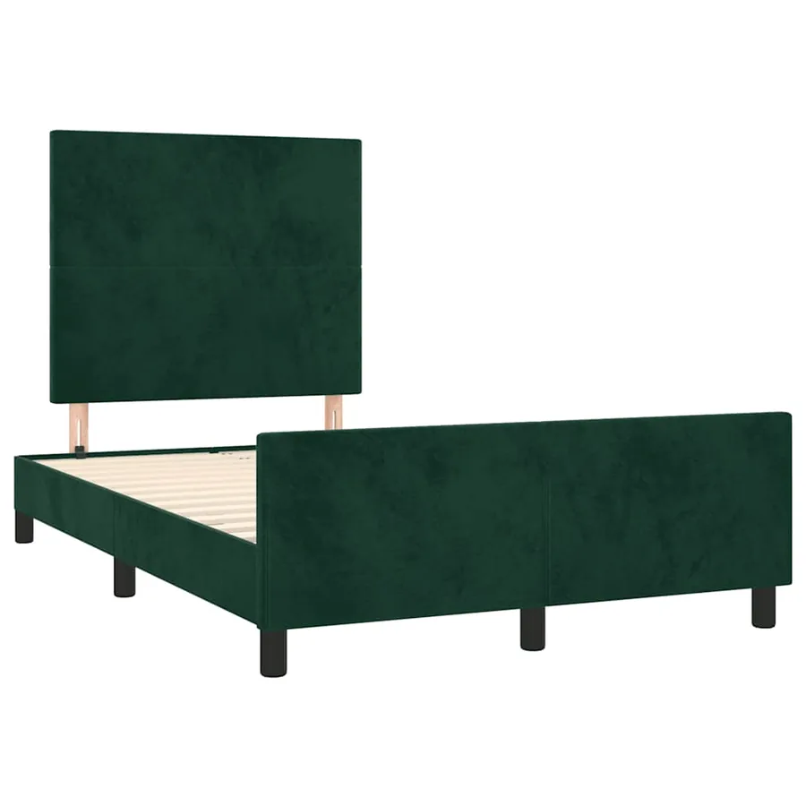 Cadre de lit sans matelas vert foncé 120x200 cm velours - 4