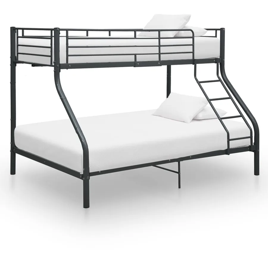 Cadre de lit superposé sans matelas noir 140x200 cm/90x200 cm