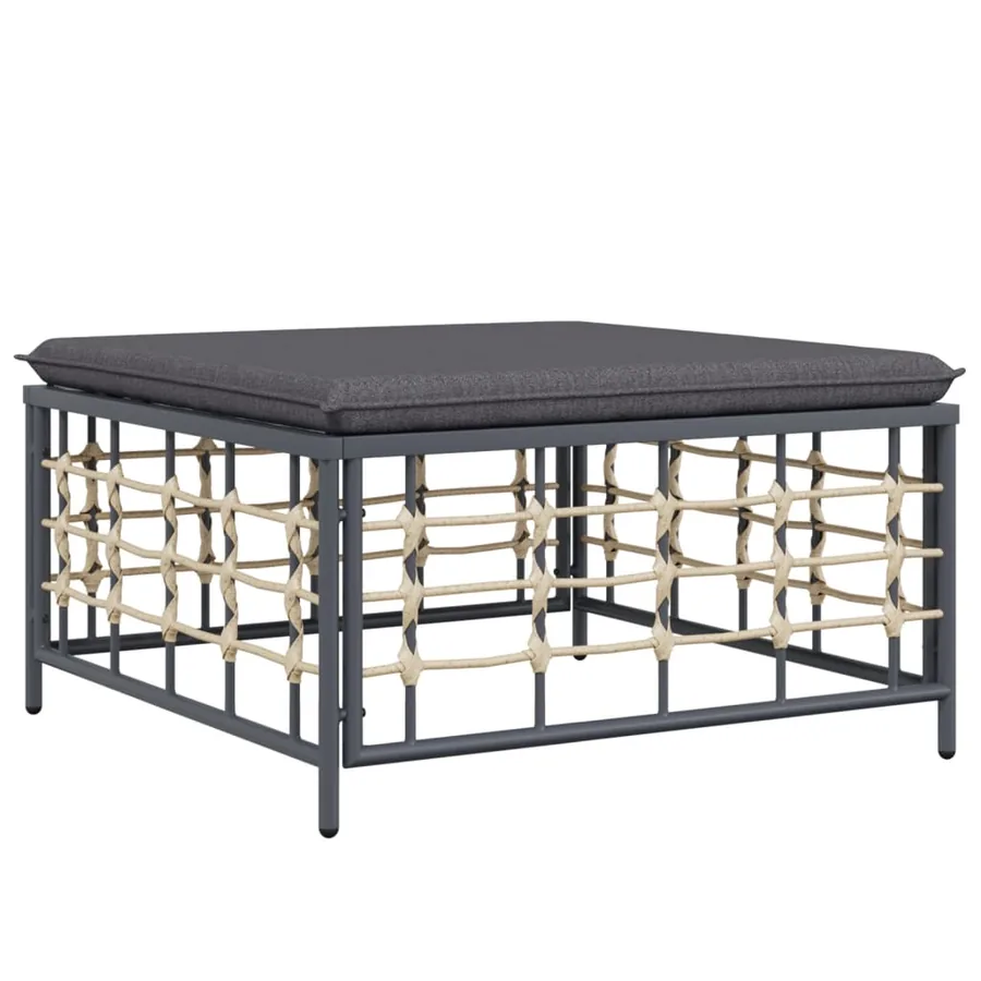 Salon de jardin 8 pcs avec coussins anthracite résine tressée - 6