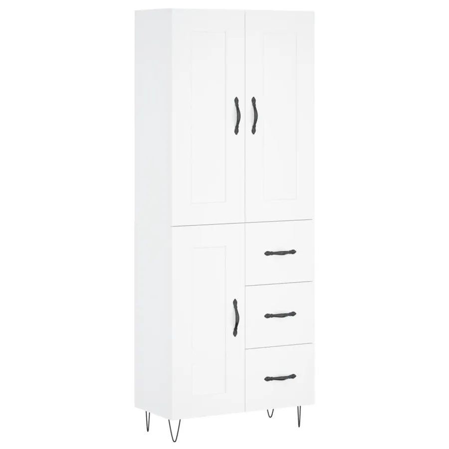 Buffet haut Blanc 69,5x34x180 cm Bois d'ingénierie - 2