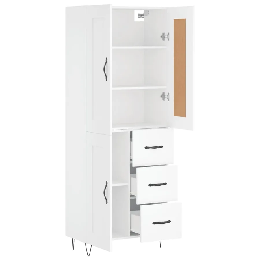 Buffet haut Blanc 69,5x34x180 cm Bois d'ingénierie - 4
