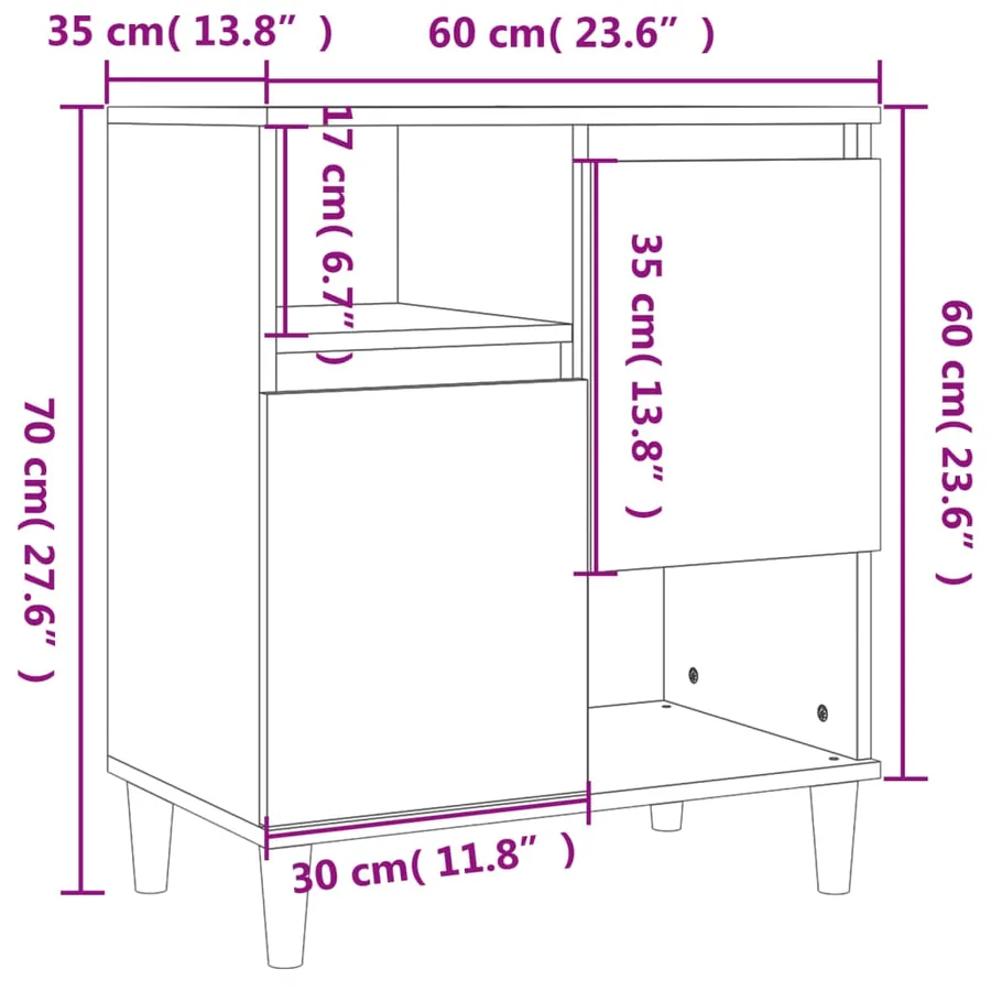 Buffets 2 pcs blanc 60x35x70 cm bois d'ingénierie - 9