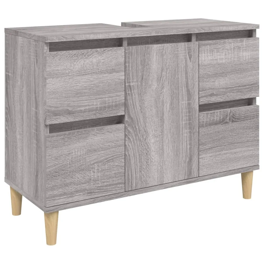 Ensemble de meubles de salle de bain 3 pcs Sonoma gris - 5